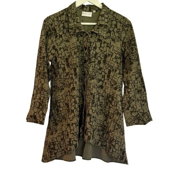 Habitat clothes to live in green printer collared blouse xs - Picture 1 of 9